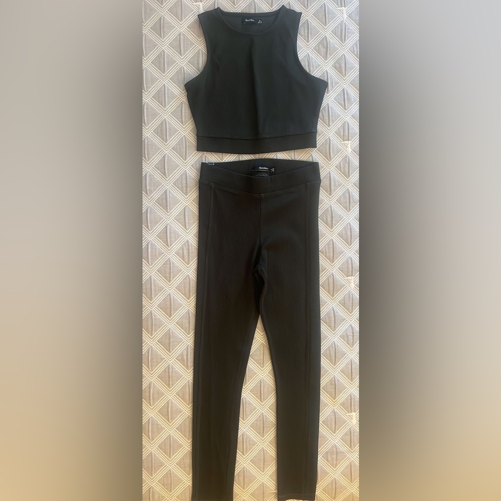 Bershka Olive Stretch Set size S bottoms and M top